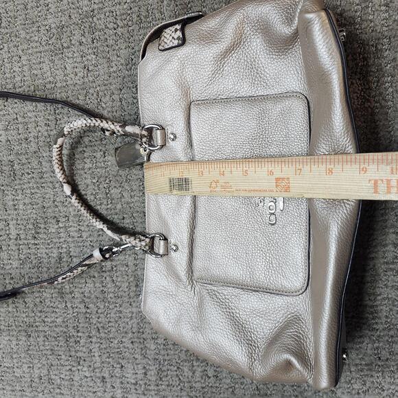 Coach Emma Satchel Metallic Pebble Leather Snake Embossed Size Medium - Picture 4 of 16